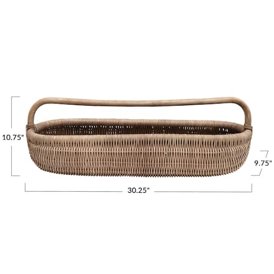 Hello Honey® Natural Hand-Woven Rattan Basket with Handle